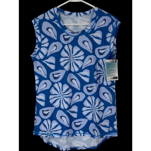 Gymwrap CloudKnit Everyday Tank Top Blue Floral Sleeveless Shirt Women’s Small - Picture 2 of 14